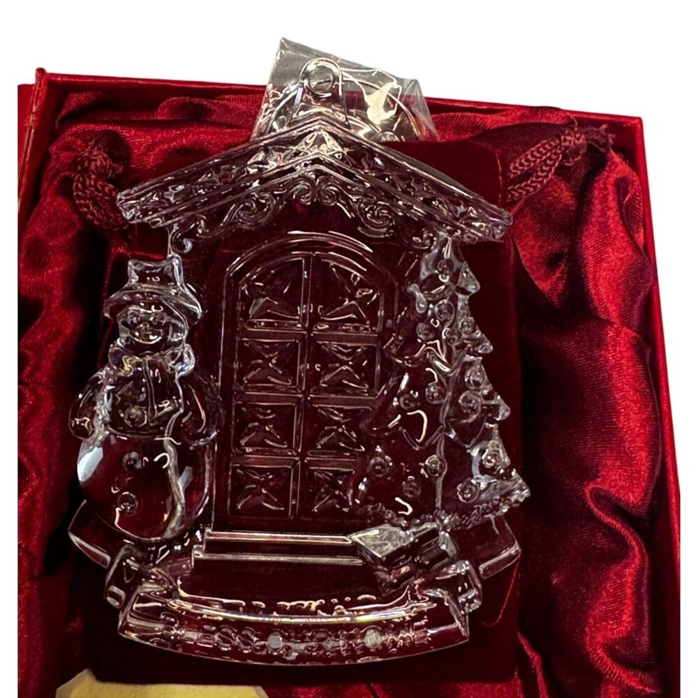 Waterford Bless Our Home Crystal Ornament Clear 4.5" Slovenia Gift Box - Picture 2 of 8